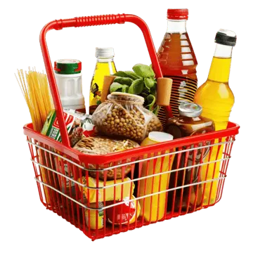 Pngtree grocery basket and a list of products png image 11952487